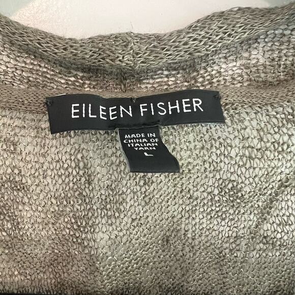 Eileen Fisher Women's Linen Sleeveless Cardigan‎ Green Lightweight Size Large - Picture 4 of 6